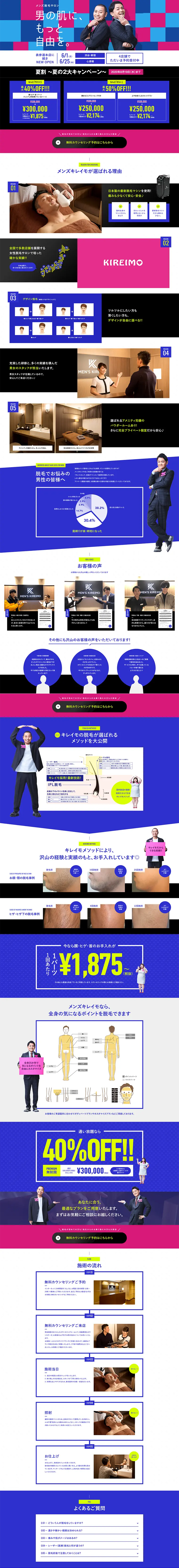 Men's hair removal salon LP design (Beauty services / Shades of blue / Trust and Safety) PC version
