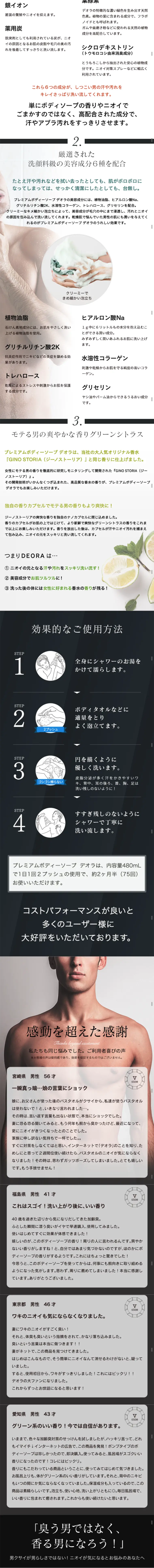 プレミアムボディーソープ デオラのLPデザイン（美容・スキンケア・香水／ブラック系／かっこいい系）スマホ版