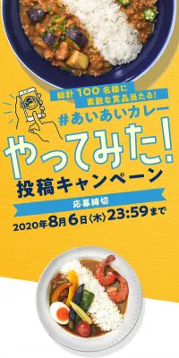 あいあいカレーやってみた！投稿キャンペーンのLPデザイン（サービス・保険・金融／ブルー系／にぎやか系）スマホ版