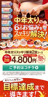 中年太りスッキリ解消2回コースのLPデザイン（美容サービス／オレンジ系／健康・癒し系）PC版