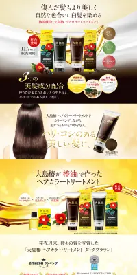 大島椿 ヘアカラートリートメントのLPデザイン（美容・スキンケア・香水／ブラウン系／キレイ系）PC版