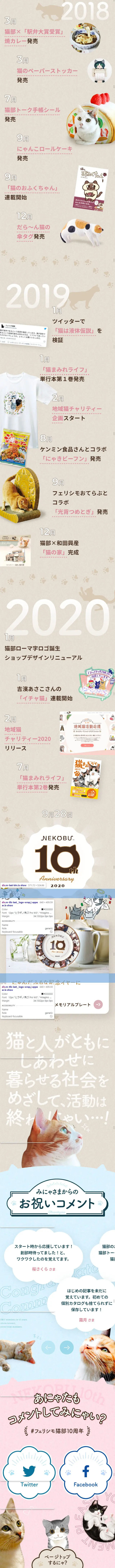 NEKOBU10thAnniversary LP design (Services, Insurance, and Finance / Beige tones / Cute style) Mobile version