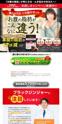 ブラックジンジャー代謝粒のLPデザイン（健康・美容食品・サプリ／ブラック系／健康・癒し系）PC版