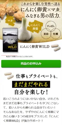にんにく卵黄WILDのLPデザイン（健康・美容食品・サプリ／ホワイト系／健康・癒し系）スマホ版