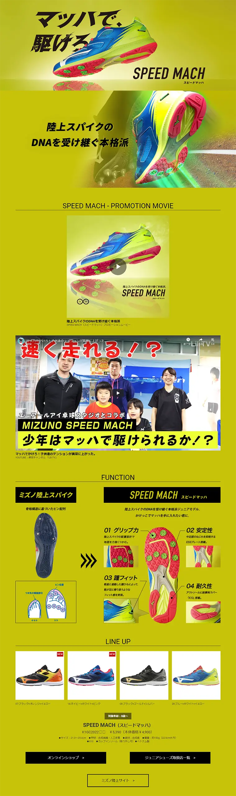 SPEED MACHのLPデザイン（スポーツ／イエロー系／かっこいい系）PC版