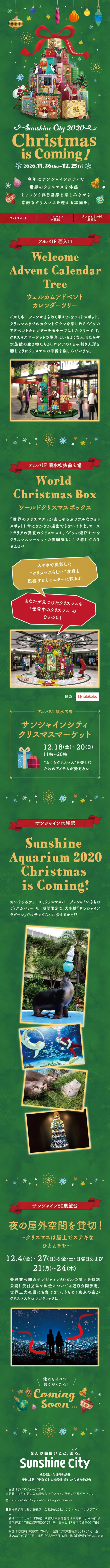 SunshineCity 2020 Christmas is approaching! LP design (Events, Campaigns, Experiences / Green tones / Cute style) Mobile version