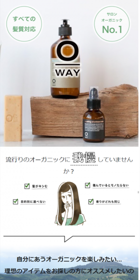 Salon Organic Shampoo, Treatment, Styling LP design (Beauty, Skincare, Fragrance / White-based / Simple) Mobile version