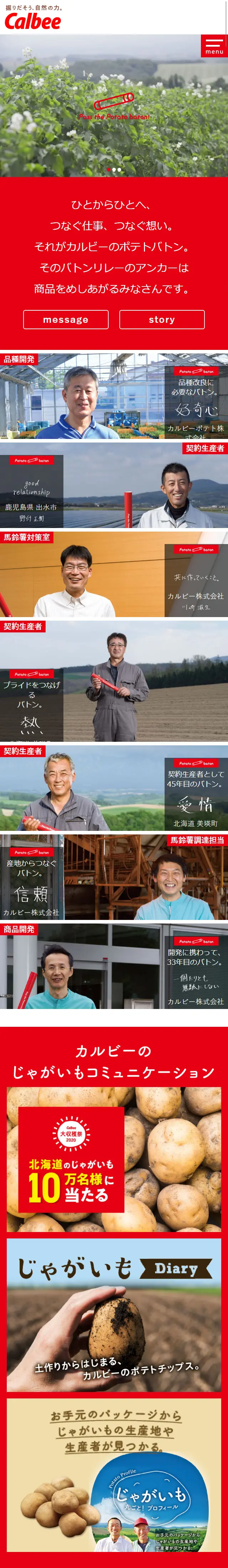 Pass the Potato baton!のLPデザイン（インターネットサービス／レッド系／シンプル系）スマホ版