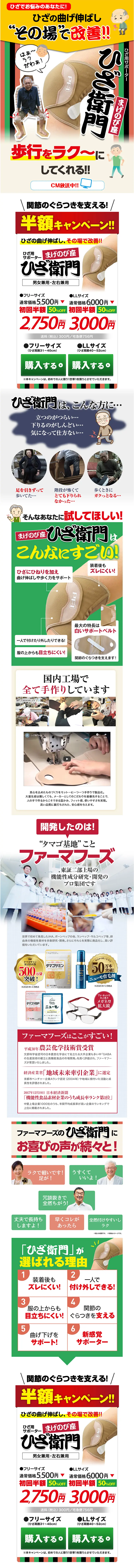 ひざ衛門のLPデザイン（日用雑貨／ホワイト系／和風系）PC版