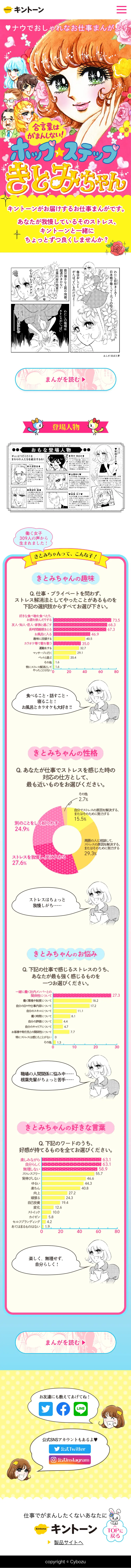 ホップ☆ステップ きとみちゃんのLPデザイン（インターネットサービス／カラフル系／マンガ・イラスト系）スマホ版