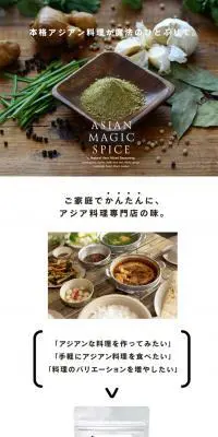 アジアンマジックスパイスのLPデザイン（食品／ブラウン系／シンプル系）PC版