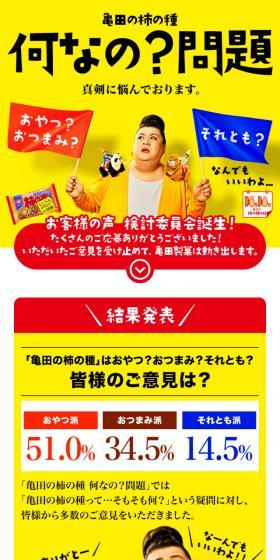 亀田の柿の種　何なの？問題のLPデザイン（イベント・キャンペーン・ギフト／イエロー系／力強い系）スマホ版
