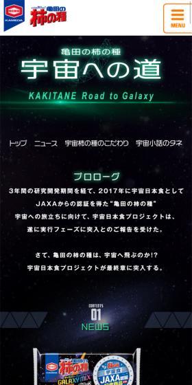 亀田の柿の種　宇宙への道のLPデザイン（イベント・キャンペーン・ギフト／グリーン系／かっこいい系）スマホ版