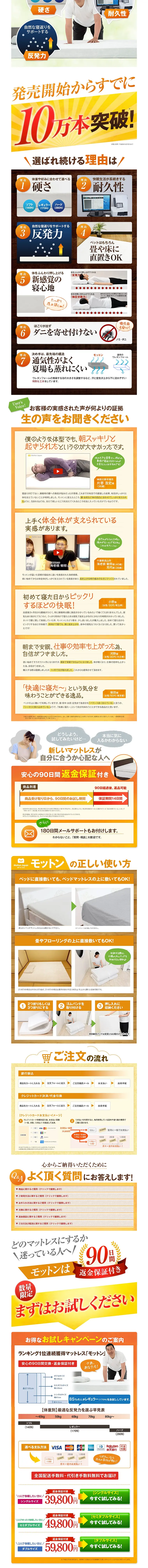 腰対策マットレスモットンのLPデザイン（インテリア・家具・寝具／オレンジ系／信頼・安心系）PC版