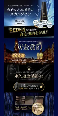REDENのLPデザイン（美容・スキンケア・香水／ブラック系／かっこいい系）PC版