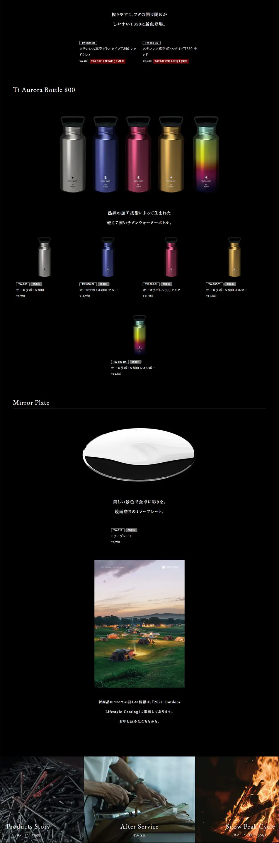 New Products 2021のLPデザイン（旅行・アウトドア／ブラック系／かっこいい系）PC版