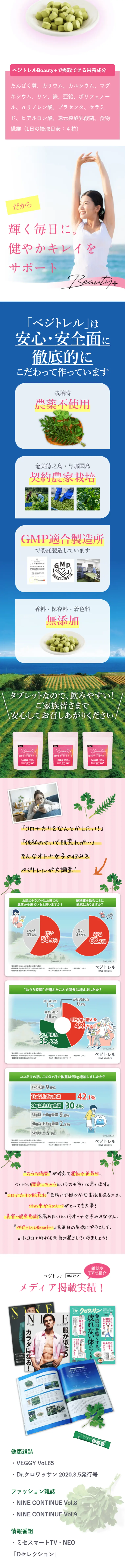 ベジトレル ビューティープラスのLPデザイン（健康・美容食品・サプリ／ピンク系／健康・癒し系）スマホ版