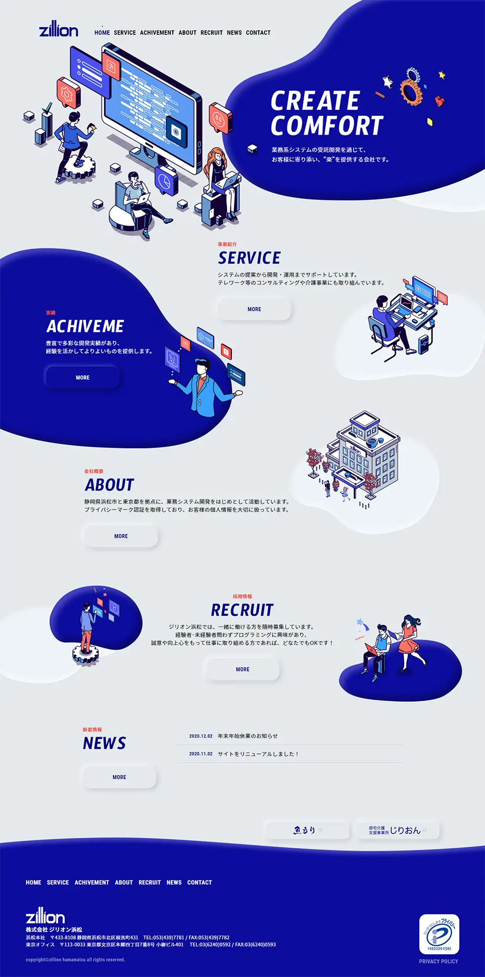 Zillion Hamamatsu Co., Ltd. LP design (Services, Insurance, and Finance / Shades of blue / Arts) PC version