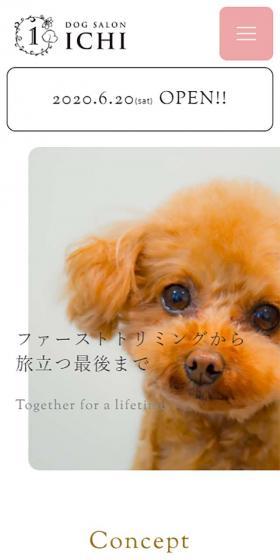 DOGSALON ICHI LP design (Pets, Flowers, DIY Tools / Pink shades / Simple) Mobile version