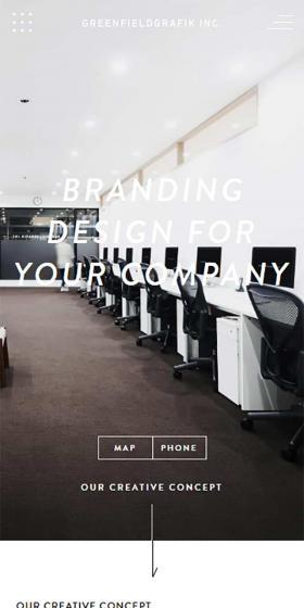 Kabushiki Kaisha GREENFIELD GRAFIK LP design (Businesses, companies, stores / Black-colored / Simple) Mobile version