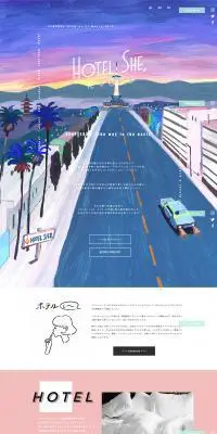 HOTEL SHE, KYOTOのLPデザイン（旅行・アウトドア／カラフル系／シンプル系）PC版