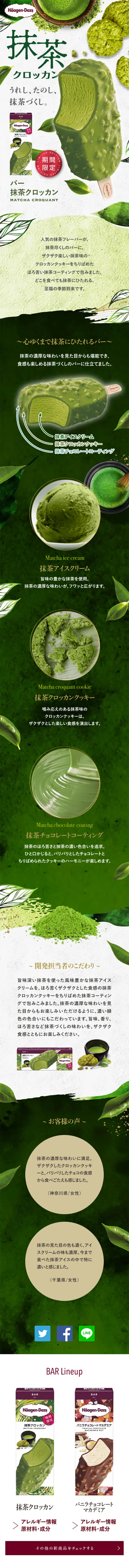 Matcha Croquant LP design (Sweets and Snacks / Green tones / Refined style) Mobile version