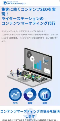 ライターステーションのLPデザイン（広告運用／ブルー系／シンプル系）スマホ版