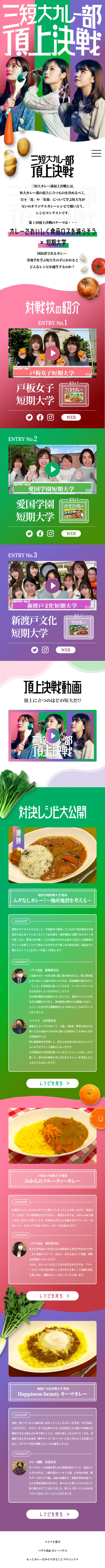 Three Junior Colleges Curry Club Showdown LP design (food / Green tones / Cute style) Mobile version