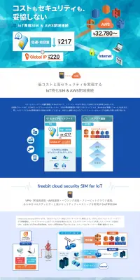 IoT-specific low-cost SIM and AWS private connection LP design (Internet service / Shades of blue / Trust and Safety) PC version