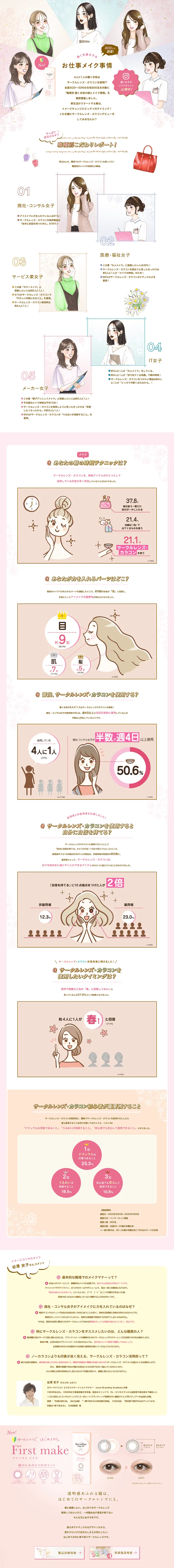 働く先輩女子のお仕事メイク事情のLPデザイン（インターネットサービス／ホワイト系／キレイ系）PC版