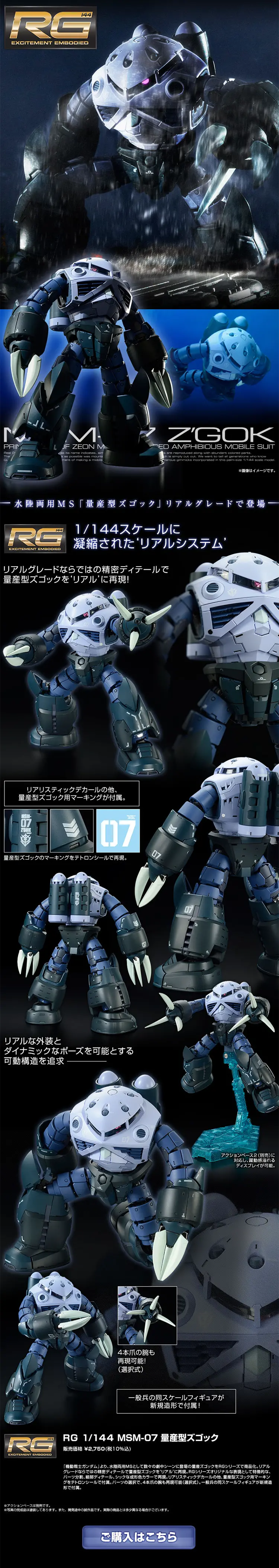 RG 1/144 MSM-07 Mass Production Type ZUGOC LP design (Kids, Baby, Toys / Black-colored / Cool style) PC version