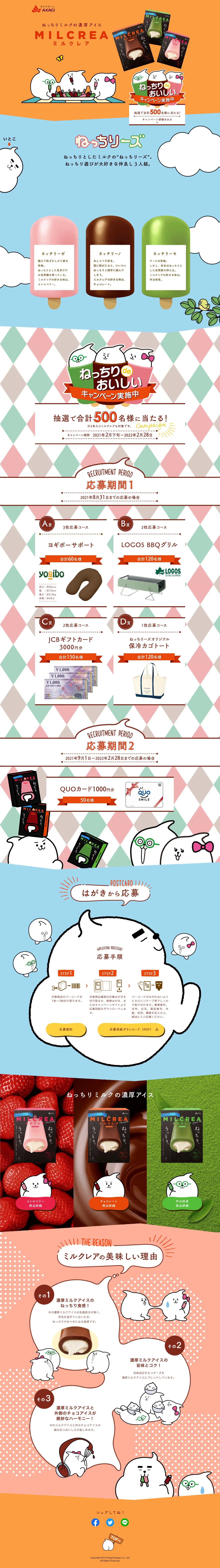 MILCREAのLPデザイン（スイーツ・スナック菓子／カラフル系／かわいい系）PC版