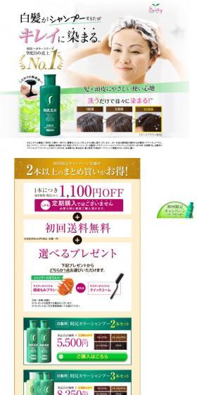 Rishiri Color Shampoo LP design (Skincare, Bodycare, Haircare / Green tones / Natural style) Mobile version