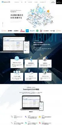 TeamSpirit EXのLPデザイン（インターネットサービス／ホワイト系／シンプル系）PC版