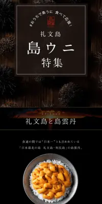 島ウニ特集のLPデザイン（食品／ブルー系／キレイ系）スマホ版