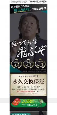 モンスターフォグのLPデザイン（健康・美容食品・サプリ／ブラック系／力強い系）PC版