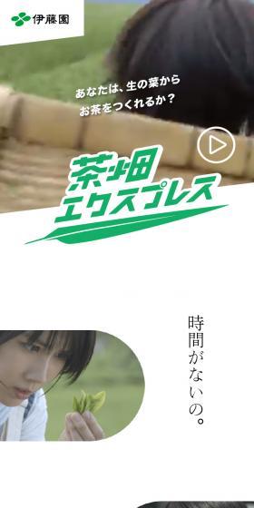 お～いお茶 茶畑エクスプレスのLPデザイン（お茶・紅茶・珈琲／イエロー系／にぎやか系）スマホ版