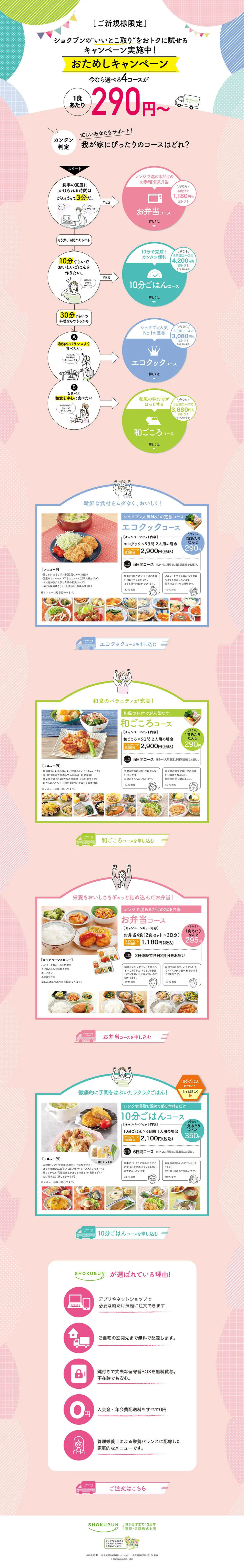 Meal delivery LP design (Events, Campaigns, Gifts / Pink shades / Cute style) PC version