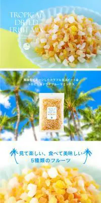 ドライフルーツミックス トロピカル 500gのLPデザイン（食品／イエロー系／シンプル系）PC版