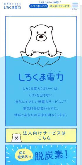 Shirokuma Denryoku (Power) is an environmentally friendly new power service that does not emit CO2.
