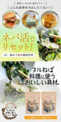 ヌルねば料理に使うおいしい具材のLPデザイン（食品／カラフル系／かわいい系）PC版