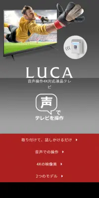 音声操作4K対応液晶テレビ　LUCAのLPデザイン（家電・パソコン・通信機器／ブラック系／かっこいい系）スマホ版