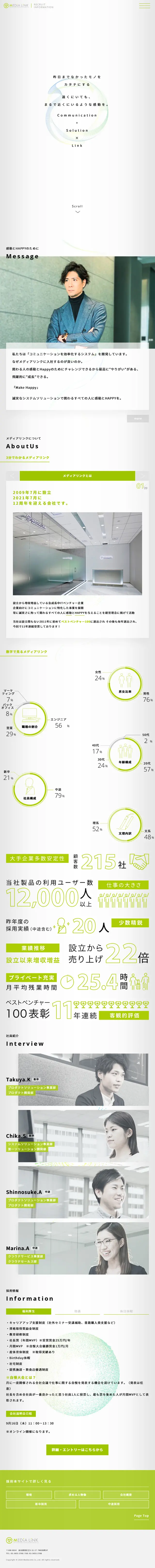 RECRUIT INFORMATIONのLPデザイン（求人・採用関連／グレー系／シンプル系）スマホ版