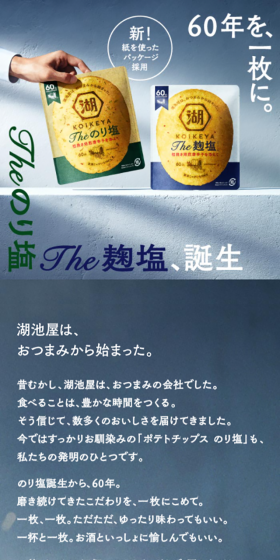 Theのり塩、The麹塩のLPデザイン(スイーツ・スナック菓子/グレー系/かっこいい系)スマホ版