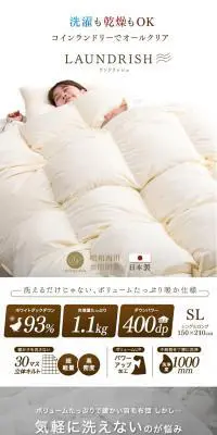 コインランドリーで洗える羽毛布団のLPデザイン（寝具・絨毯・家具収納／ホワイト系／清潔系）PC版