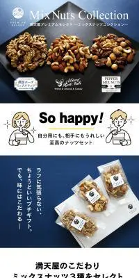 ミックスナッツコレクションのLPデザイン（豆・豆加工品／ブルー系／オーガニック系）PC版