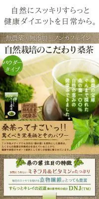 桑の葉茶 粉末タイプのLPデザイン（健康食品・健康ドリンク・サプリメント／ベージュ系／オーガニック系）PC版
