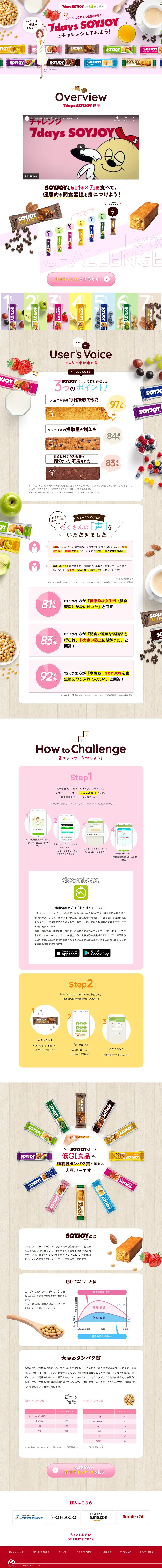 7days SOYJOYのLPデザイン（健康食品・健康ドリンク・サプリメント／カラフル系／ナチュラル系）PC版