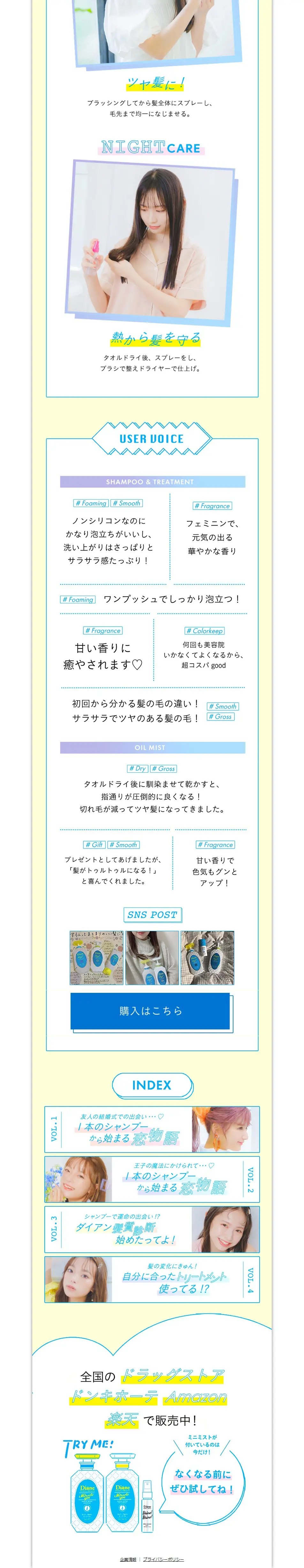 ダイアン　Vol.2 1本のシャンプーから始まる恋物語のLPデザイン（スキンケア・ボディケア・ヘアケア／マンガ・イラスト系）PC版