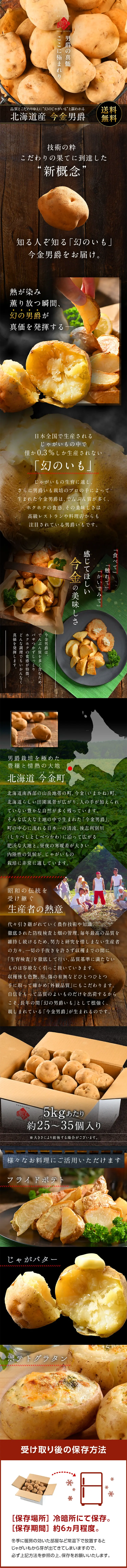 北海道産今金男爵のLPデザイン（フルーツ・果物・野菜／ブラック系／高級・セレブ系）PC版